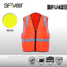 Produto de segurança ANSI / ISEA veste de segurança de alta visibilidade veste de segurança com bolso de tricô